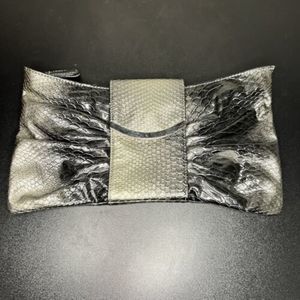 Express Silver Ombré Alligator Reptile Scales Clutch Evening Bag Y2K